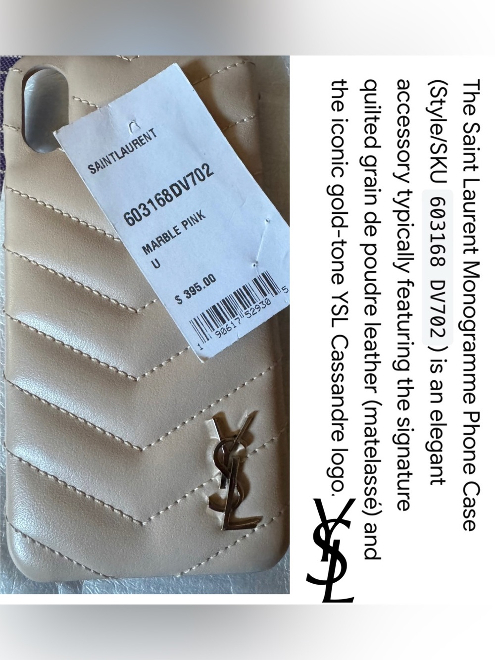 Saint Laurent YSL Logo Monogramme iPhone XS Shiny Calfskin Case $395